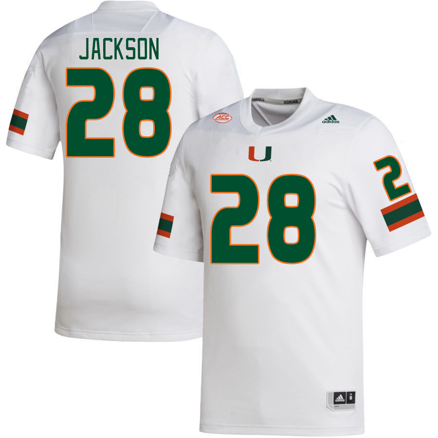 #28 Michael Jackson Miami Hurricanes Jerseys Football Stitched-White
